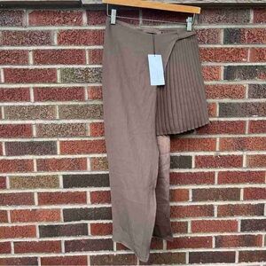 Women’s Brown Asymmetrical Pleated Skirt